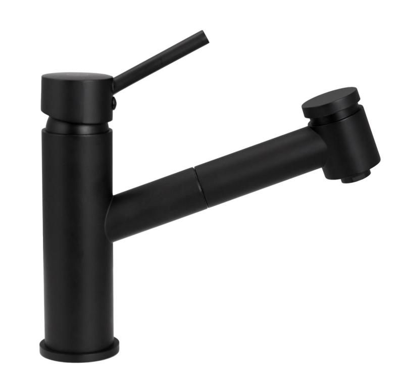 Aquanello Voss Keukenmengkraan Zwart met Uittrekbare Uitloop en Sproeifunctie BL-7200-VS