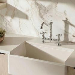 Aquanello Heritage Ascot Klassieke Keuken Nostalgische Brug Keukenkraan Chroom met Kruishendels CR-0011-HM