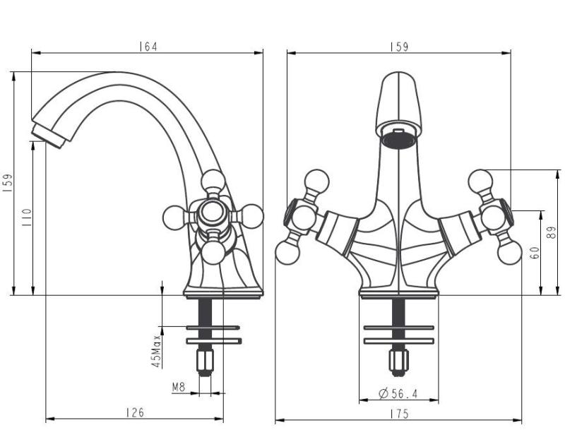 Aquanello Heritage Ascot Klassieke Nostalgische Wastafelmengkraan Brons BN-4101-HA