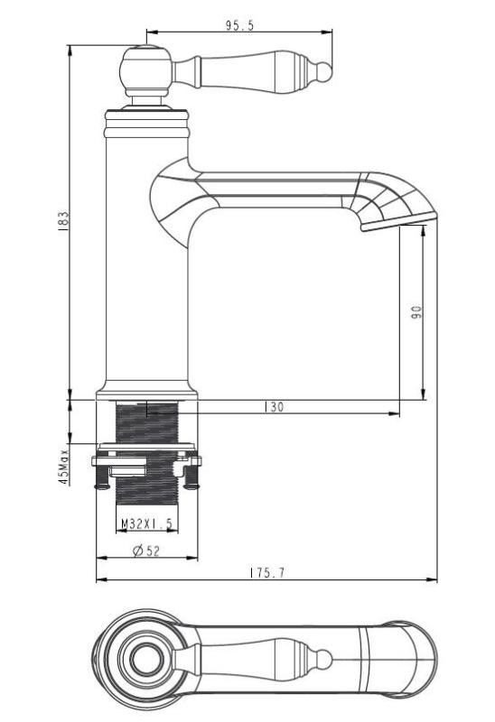 Aquanello Heritage Manor Klassieke Nostalgische Wastafelmengkraan Chroom CR-1001-HM