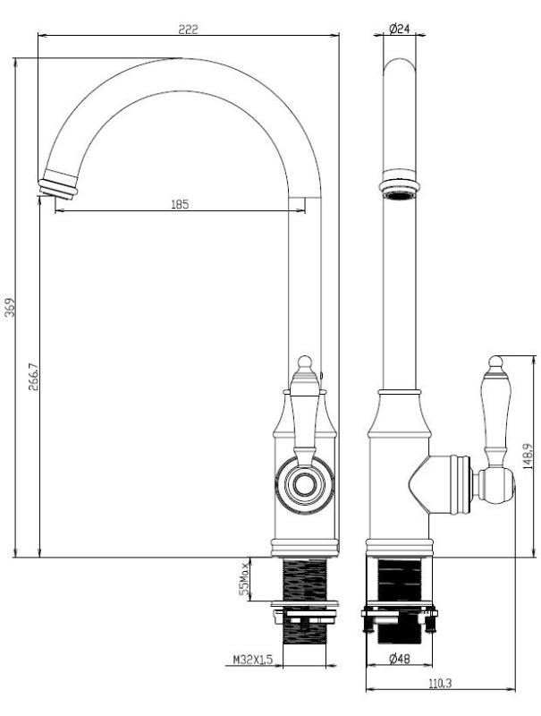 Aquanello Heritage Manor Klassieke Keuken Nostalgische Keukenkraan Brons BN-9001-HM