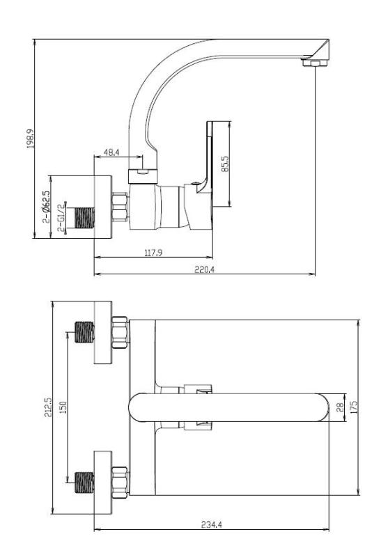 Aquanello Casa Keuken Muurkraan  met Bovenuitloop Chroom CR-1003-CS