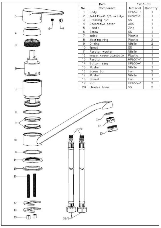 Aquanello Casa Lage Eenhendel Keukenkraan Zwart BL-1203-CS