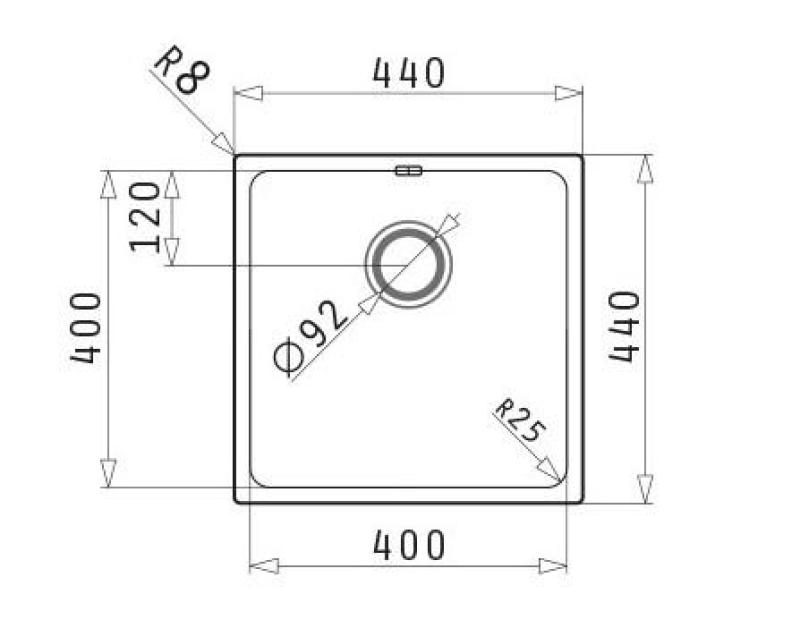 PM Lydia RVS Spoelbak 40x40 cm Onderbouw, Vlakinbouw en Opbouw 1208972639